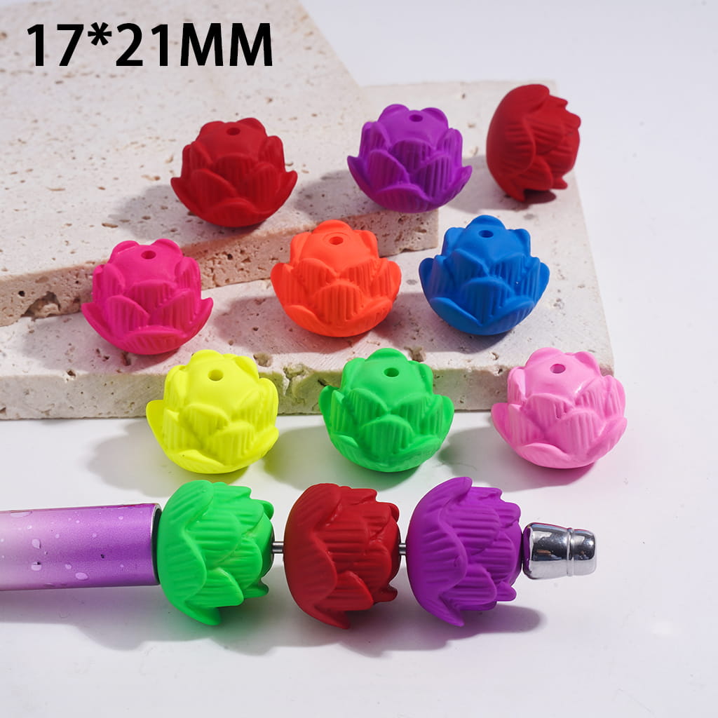 Acrylic Lotus Beads Matte Rubber Touch, Fluorescent Colors, 17*21MM, Multi-Color