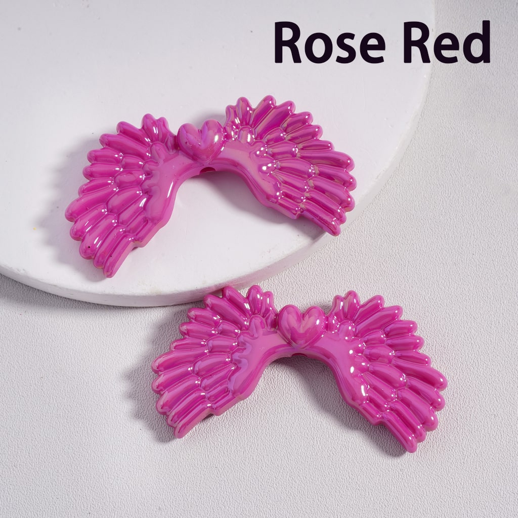 Acrylic Beads Luminous UV Coating Angel Wings in Solid Color, 26*53MM  (Single Color is available for 100pcs(Whole Bag)Only)