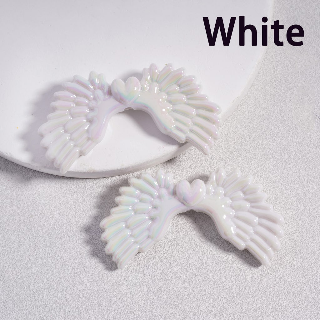 Acrylic Beads Luminous UV Coating Angel Wings in Solid Color, 26*53MM  (Single Color is available for 100pcs(Whole Bag)Only)