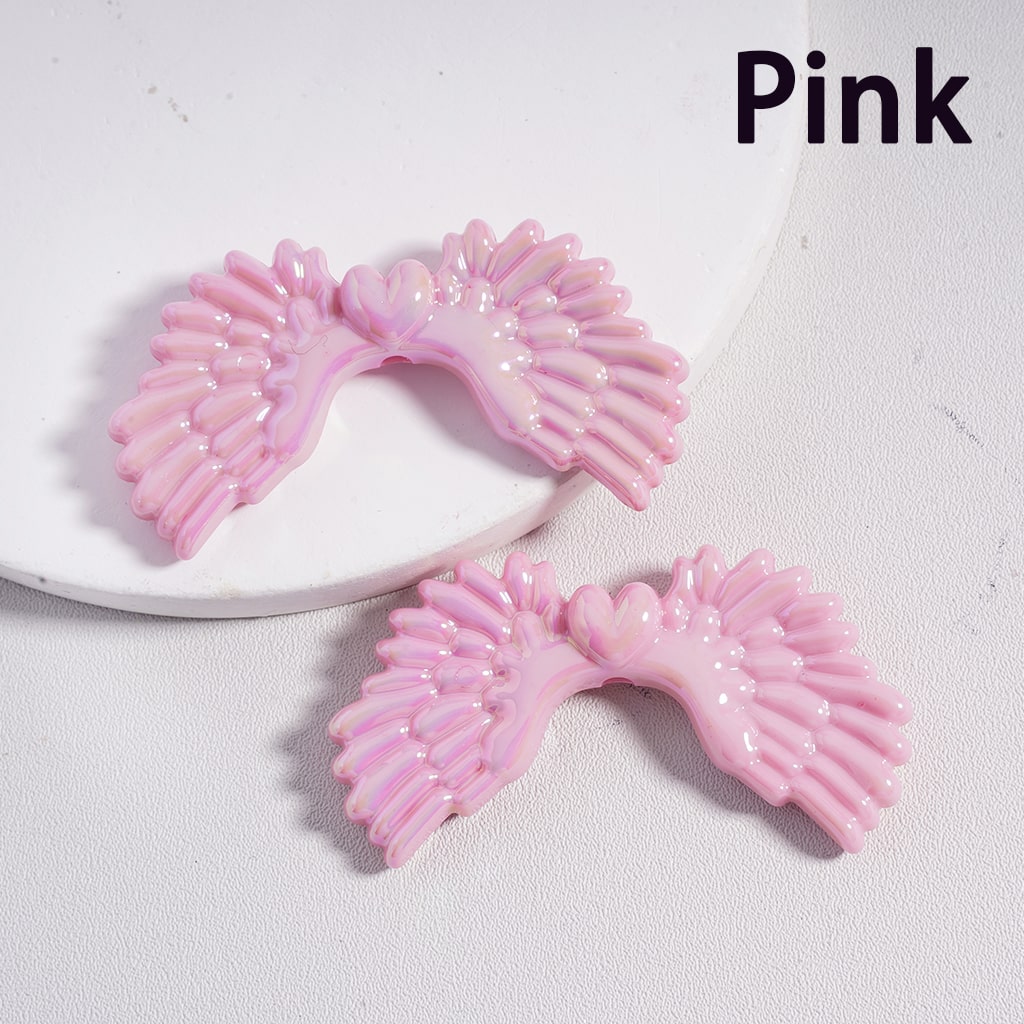 Acrylic Beads Luminous UV Coating Angel Wings in Solid Color, 26*53MM  (Single Color is available for 100pcs(Whole Bag)Only)