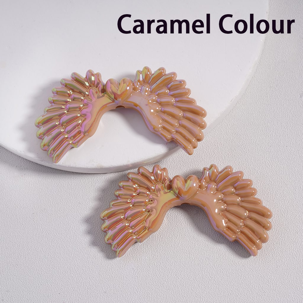Acrylic Beads Luminous UV Coating Angel Wings in Solid Color, 26*53MM  (Single Color is available for 100pcs(Whole Bag)Only)