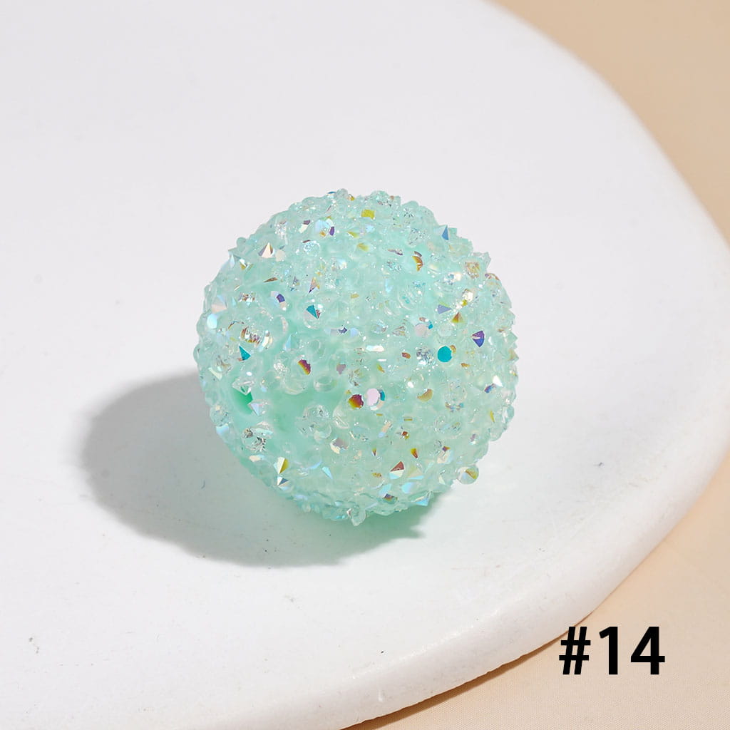 Hand-Made Acrylic Sugar Beads with Cone Shaped AB Rhinestones, Around 20MM Multi-Color
