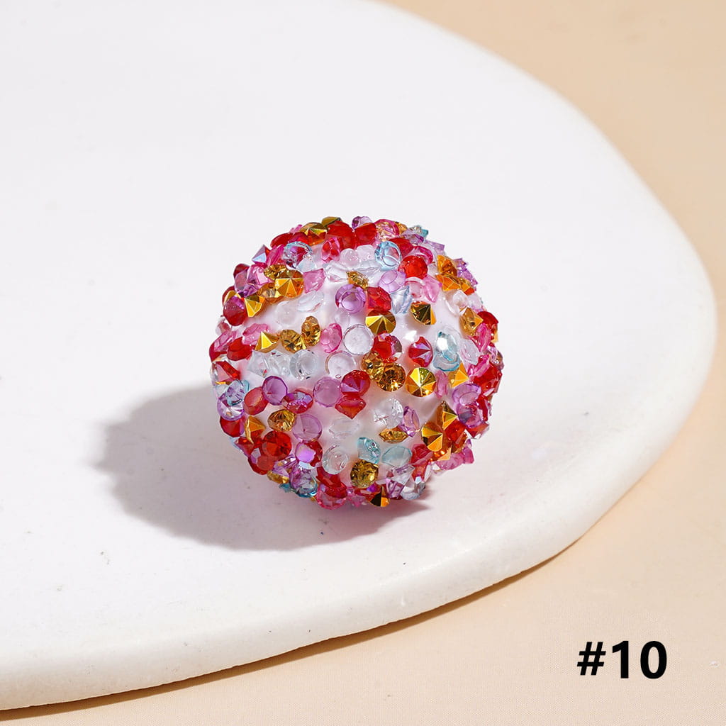 Hand-Made Acrylic Sugar Beads with Cone Shaped AB Rhinestones, Around 20MM Multi-Color