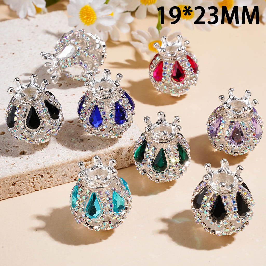 Handmade Acrylic Beads w Alloy Six Pointed Flower & Crown, Drop Water &  "V" Shaped AB Rhinestone Chains, 19*23MM Multi-Color Random Mix