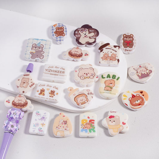 Acrylic Beads Little Cute Bear Series, Random Mix