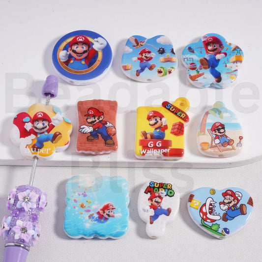 Acrylic Beads Cute Super Mari Series, Random Mix