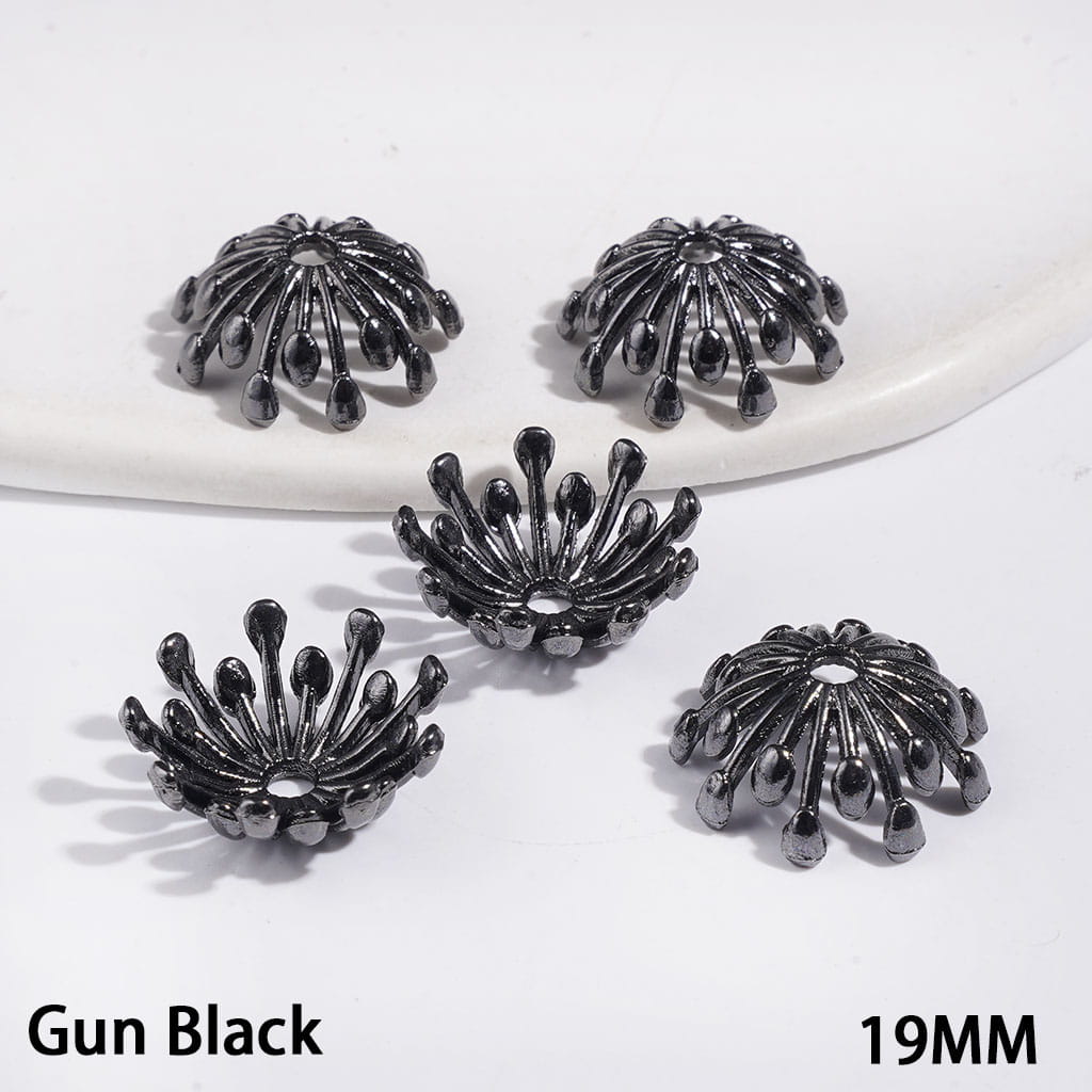 Bead Cages Firework-Shaped Umbrella-Like Structure, Metal Bead Cap, 19MM, Gold & Silver & Gun Black (They Fit 16MM Beads)