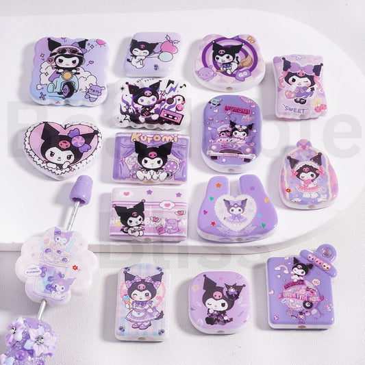 Acrylic Beads Cute Kurom Sanri Series Purple Color, Random Mix