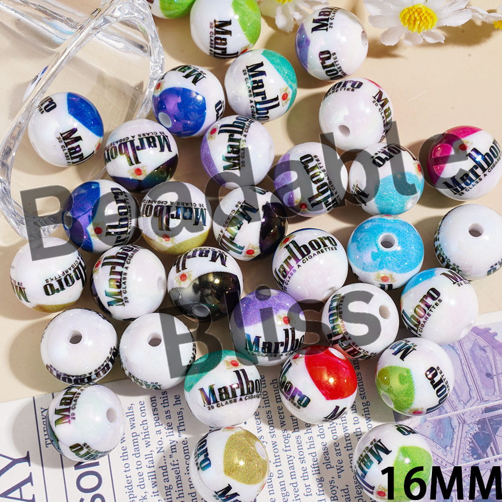 UV-Coated Cigarette in Various Colors Acrylic Beads for Bracelets, 16MM, Random Mix