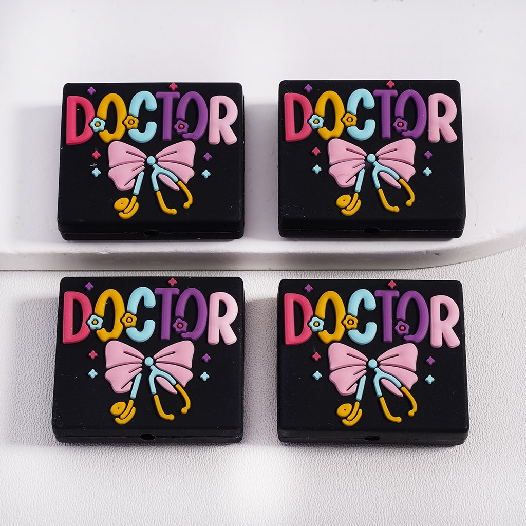 Silicone Focal Beads Medical Series Doctor Stethoscope Heart Injection Syringe Mask