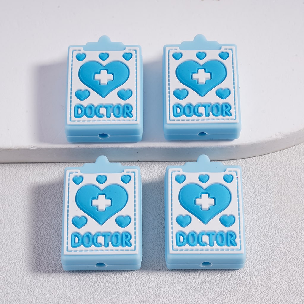 Silicone Focal Beads Medical Series Doctor Stethoscope Heart Injection Syringe Mask