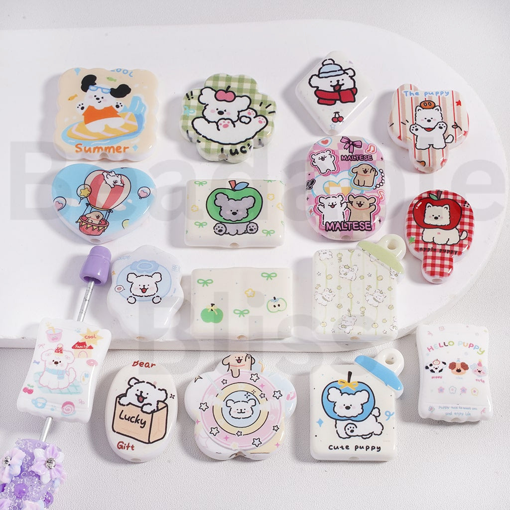 Acrylic Beads Cute Puppy Dog Series in Different Shapes Mix