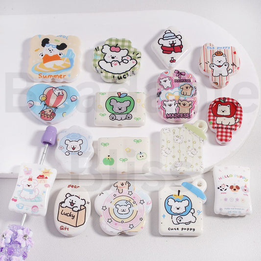 Acrylic Beads Cute Puppy Dog Series in Different Shapes Mix