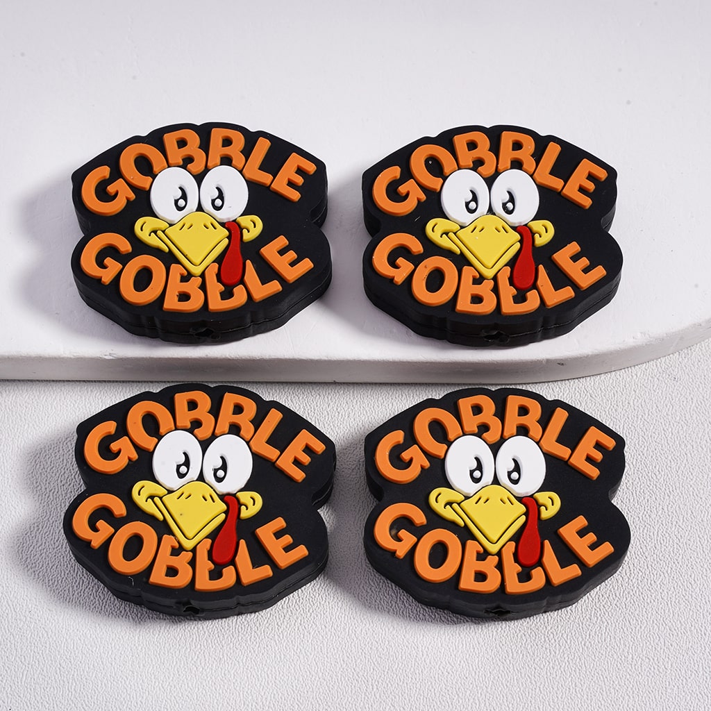 Silicone Focal Beads Gobble Gobble Cute Turkey Thanksgiving Day