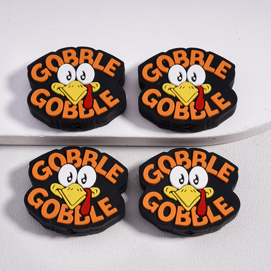 Silicone Focal Beads Gobble Gobble Cute Turkey Thanksgiving Day