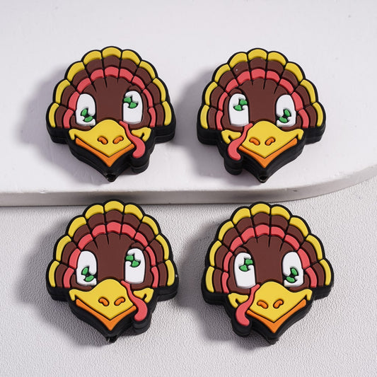Silicone Focal Beads Cute Turkey Thanksgiving Day