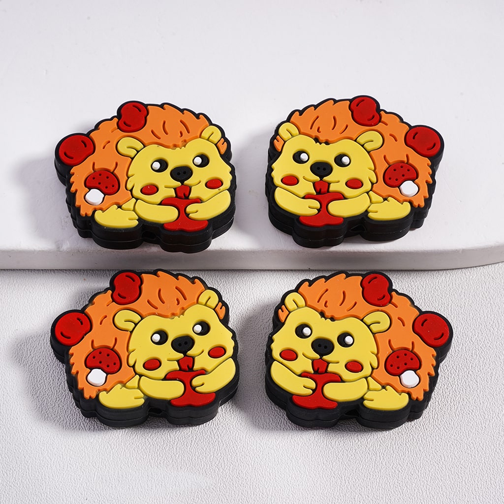 Silicone Focal Beads Cute Hedgehog Eats Red Apples