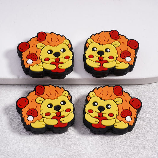 Silicone Focal Beads Cute Hedgehog Eats Red Apples