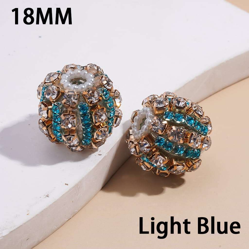 Hand-Made Acrylic Beads with Multi-Color Rhinestones Chains and White Pearl Chains w Alloy Claw Setting, 18MM
