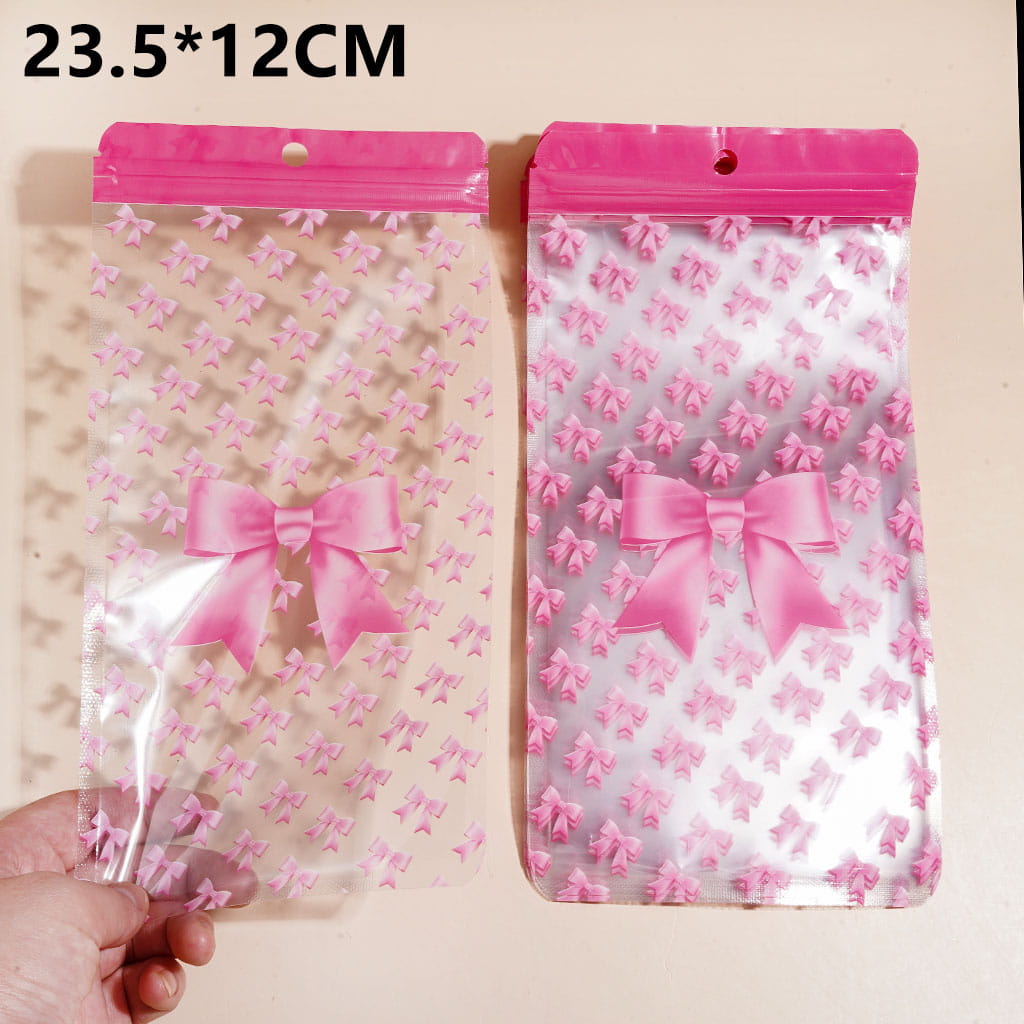 Rose Red Bowtie Patterns Resealable Large Ziplock Bags for Beadable Pens, 23.5*12CM