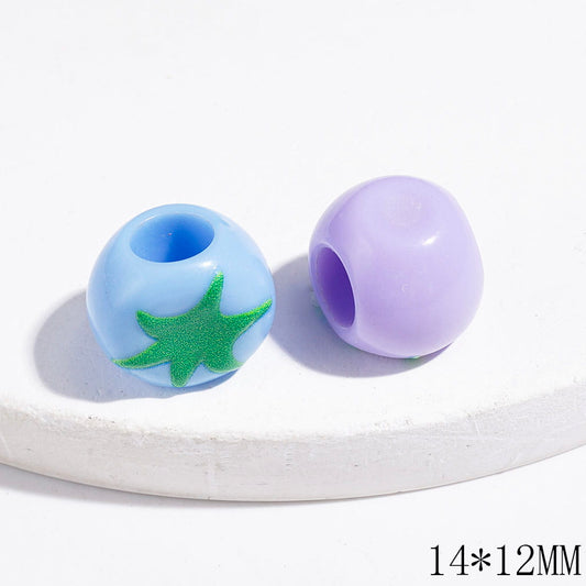 Acrylic Beads Tomato with Green Stem, Big Hole Beads, 14*12MM, Random Mix (The Hole Diameter is Around 6MM)