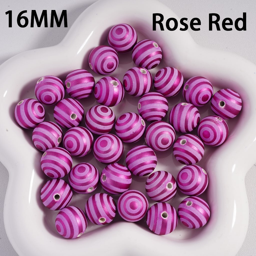 Round  Acrylic Beads Cute Swirl Stripes Metallic Colors Christmas, 16MM