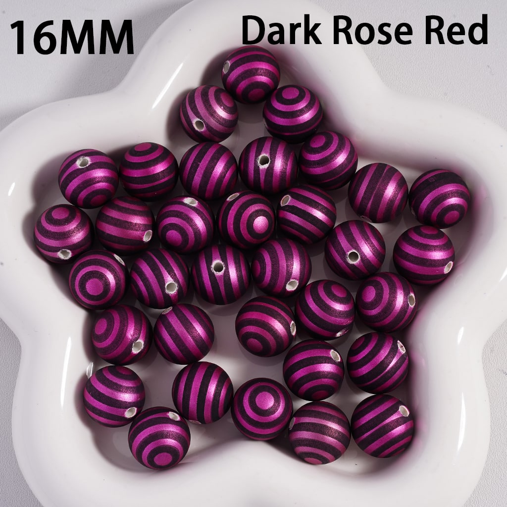 Round  Acrylic Beads Cute Swirl Stripes Metallic Colors Christmas, 16MM