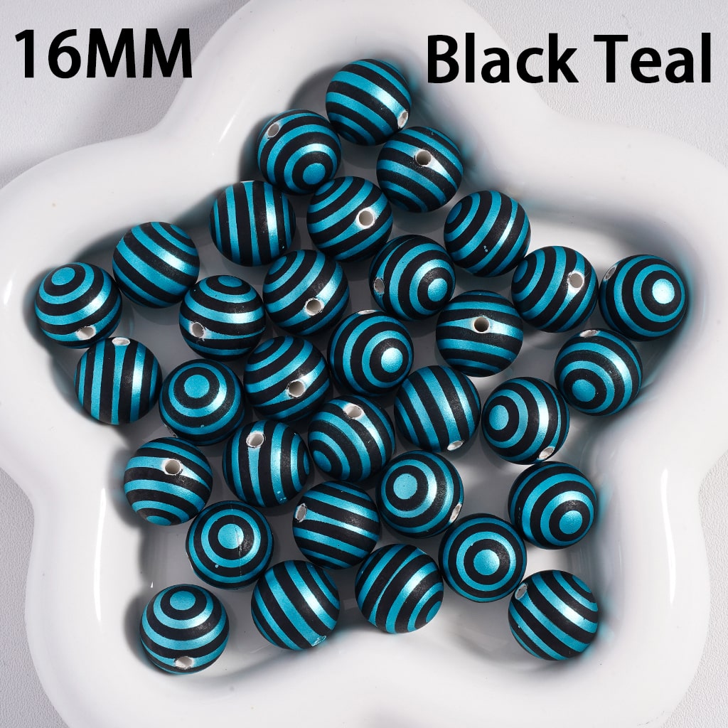 Round  Acrylic Beads Cute Swirl Stripes Metallic Colors Christmas, 16MM