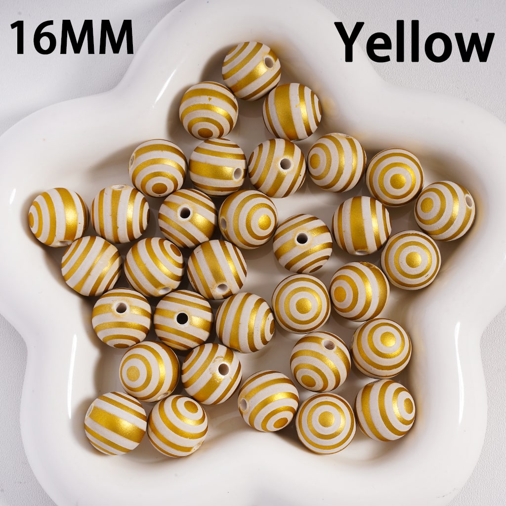 Round  Acrylic Beads Cute Swirl Stripes Metallic Colors Christmas, 16MM