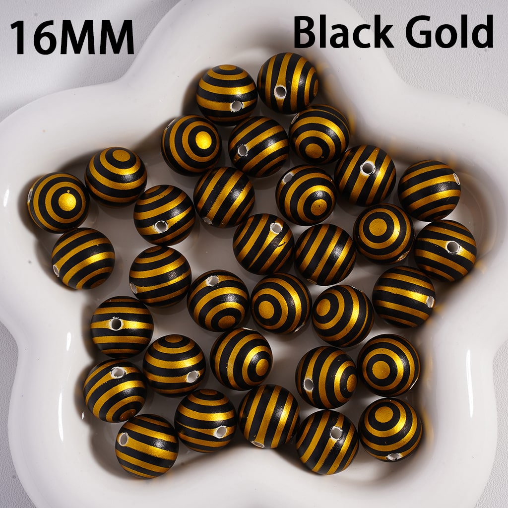 Round  Acrylic Beads Cute Swirl Stripes Metallic Colors Christmas, 16MM