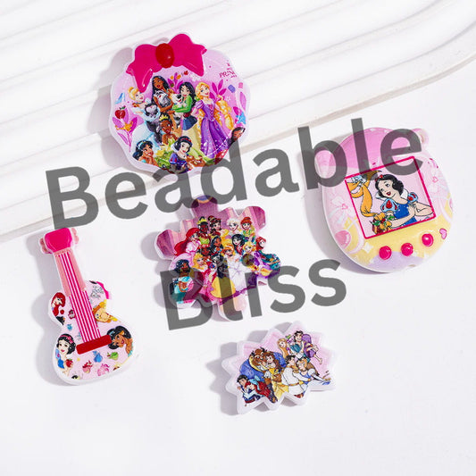 Acrylic Beads and Pendants Beautiful Princess Character Series, Random Mix