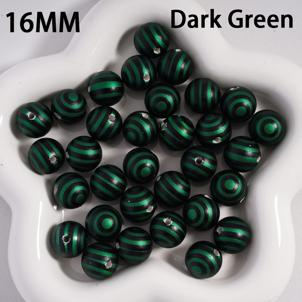 Round  Acrylic Beads Cute Swirl Stripes Metallic Colors Christmas, 16MM