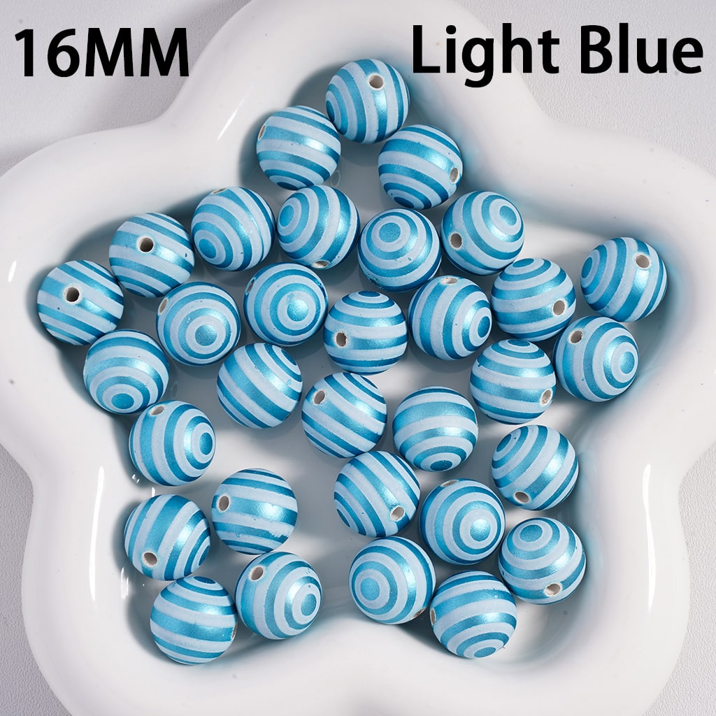 Round  Acrylic Beads Cute Swirl Stripes Metallic Colors Christmas, 16MM