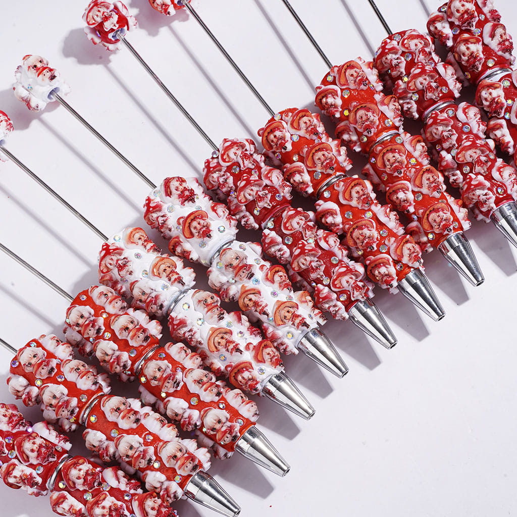 Beadable Clay Pens with Mushroom Girl and AB Rhinestones, Random Mix