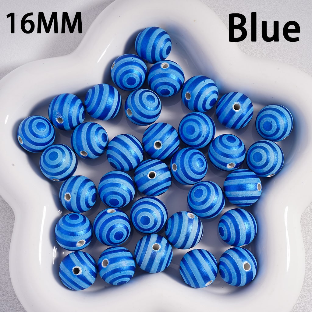 Round  Acrylic Beads Cute Swirl Stripes Metallic Colors Christmas, 16MM