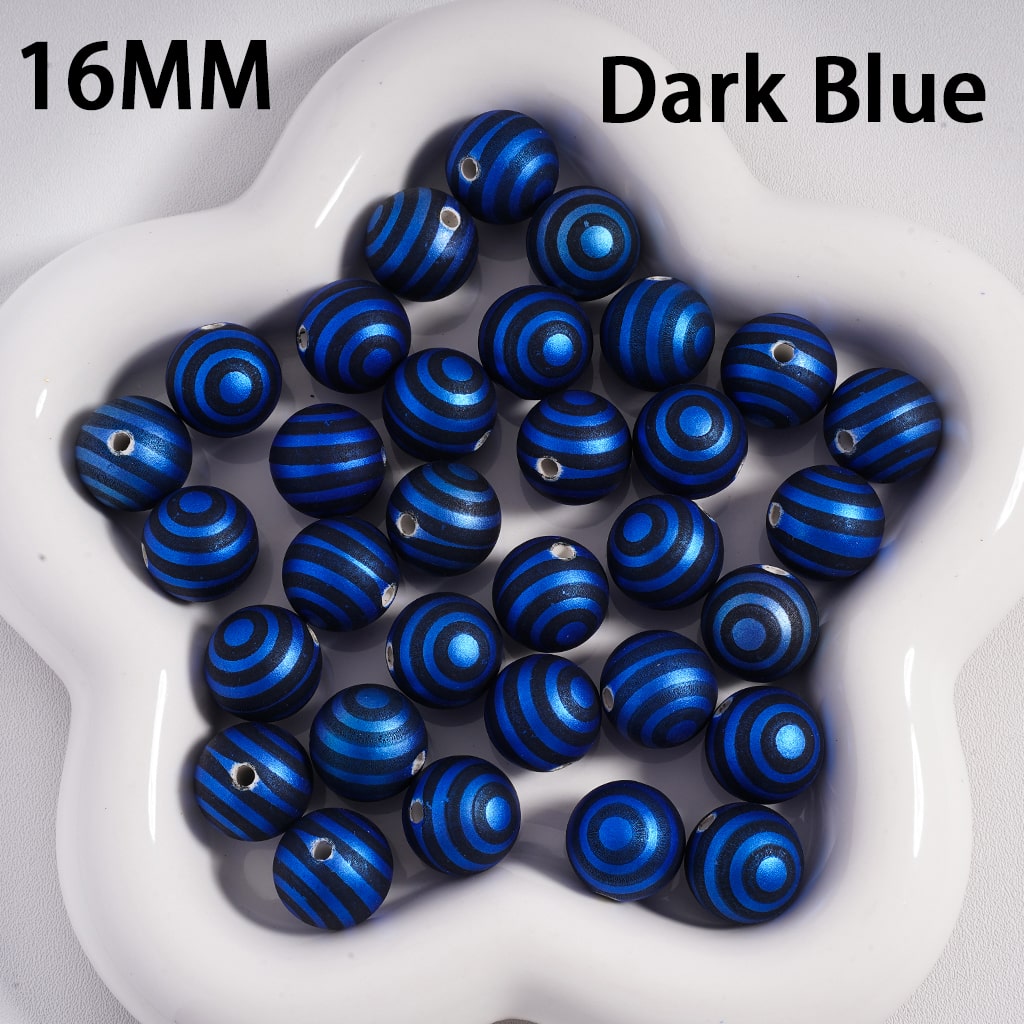 Round  Acrylic Beads Cute Swirl Stripes Metallic Colors Christmas, 16MM