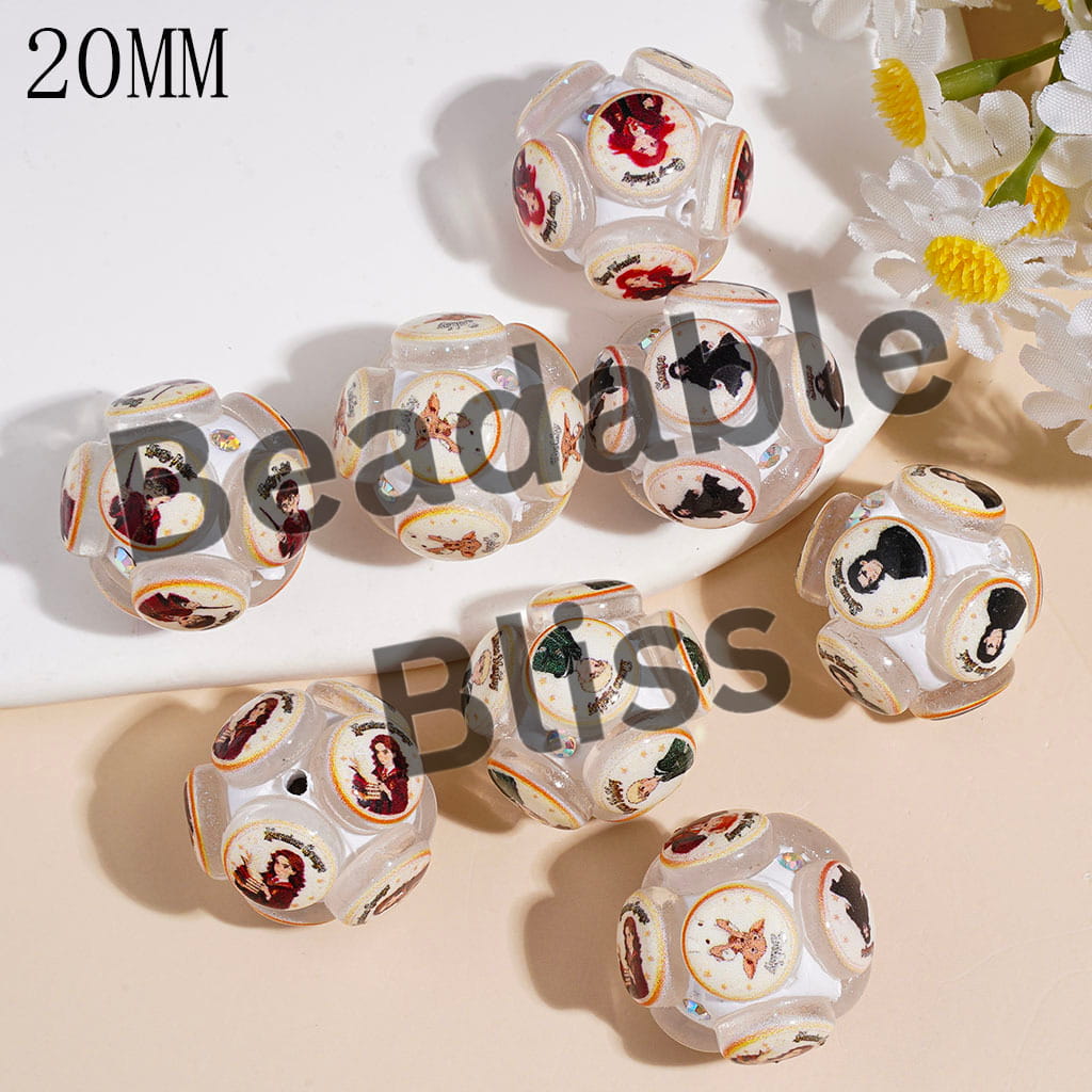 Clay Beads with Classic Wizard Boy Character Series, AB Rhinestones, 20MM, Random Mix