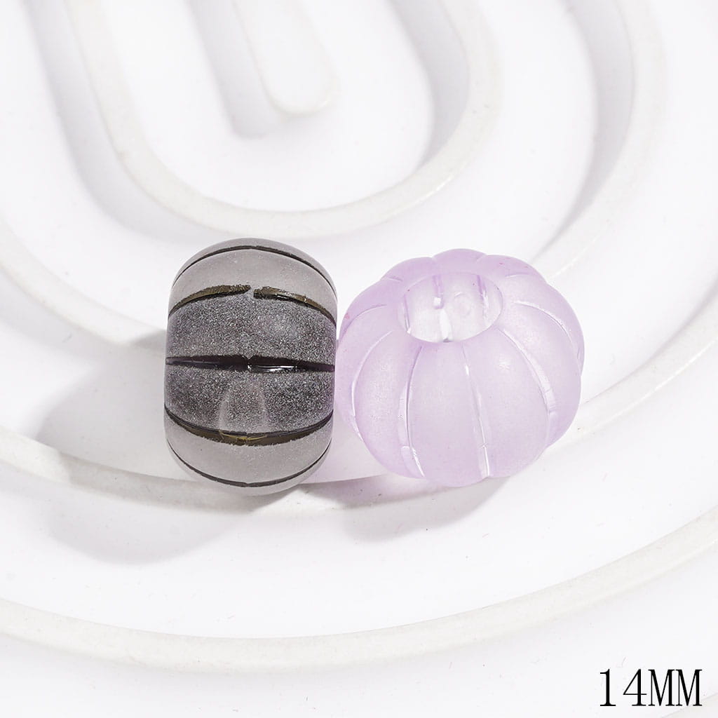 Acrylic Beads Matte Finish Pumpkin, Big Hole Beads, 14MM, Multi-Color, Random Mix (The Hole Diameter is Around 6MM)