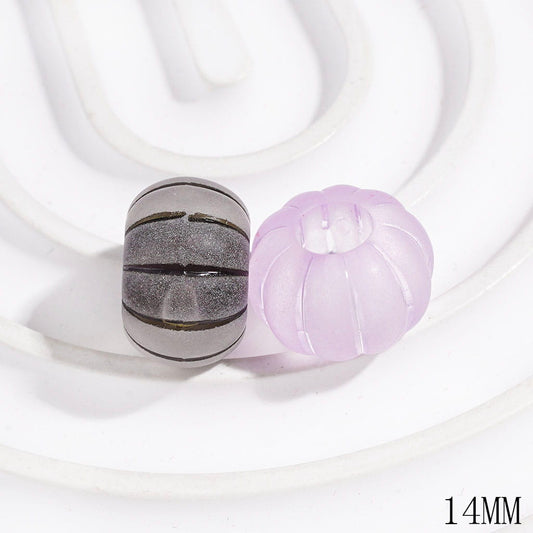 Acrylic Beads Matte Finish Pumpkin, Big Hole Beads, 14MM, Multi-Color, Random Mix (The Hole Diameter is Around 6MM)