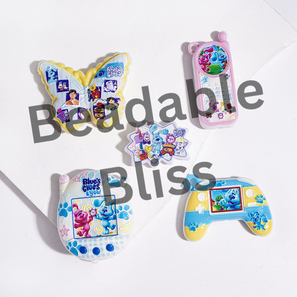Acrylic Beads and Pendants Blue Pink Dog Character Series, Random Mix