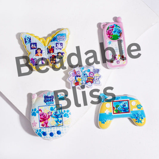 Acrylic Beads and Pendants Blue Pink Dog Character Series, Random Mix