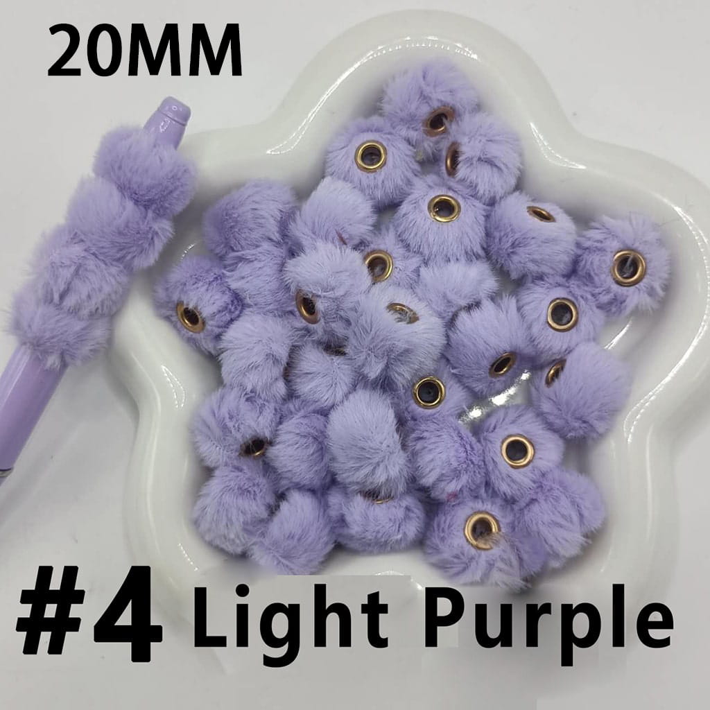 Pom Pom Fluffy Hard Beads and in Solid Colors, 20MM