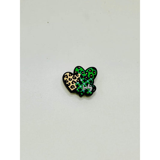 Lucky Clover Shamrock St Patricks Day Irish Hearts Leopard Silicone Focal Beads