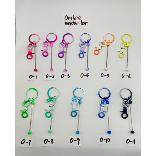 Metal Beadable Keychains with Bar and New Style Small Lobster Clasp in Ombre Colors