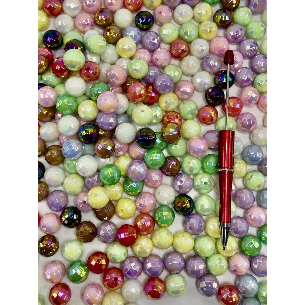 Glow in the Dark Luminous Faceted Disco Acrylic Beads 16mm Random mix