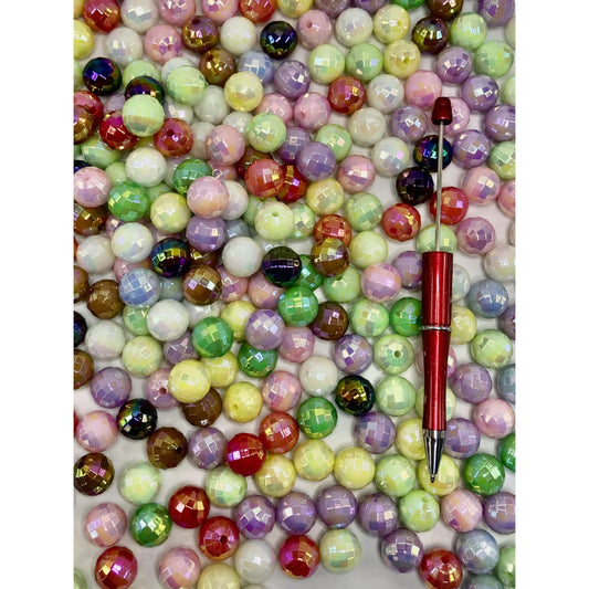 Glow in the Dark Luminous Faceted Disco Acrylic Beads 16mm Random mix