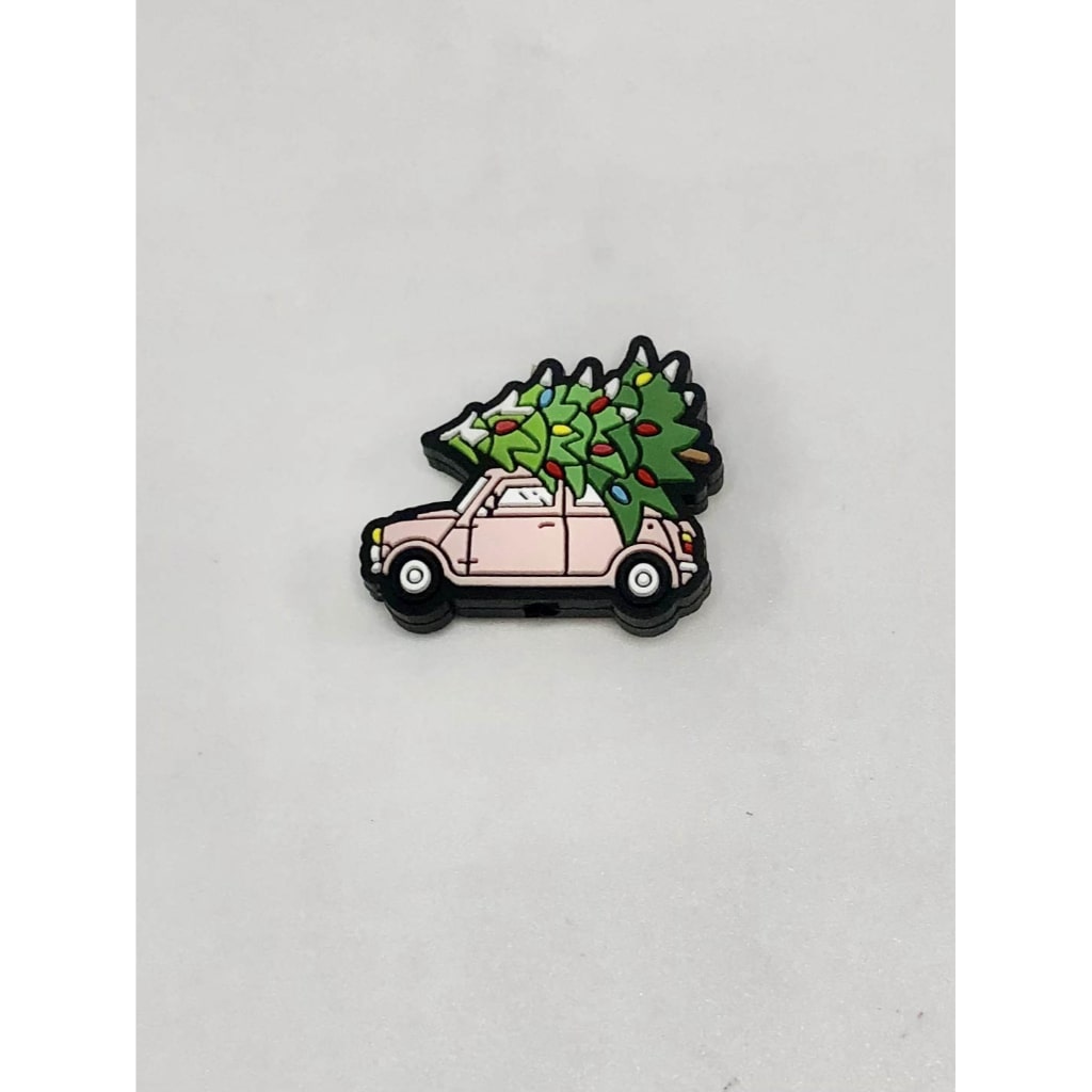 Christmas Tree Pink & Red Car Silicone Focal Beads