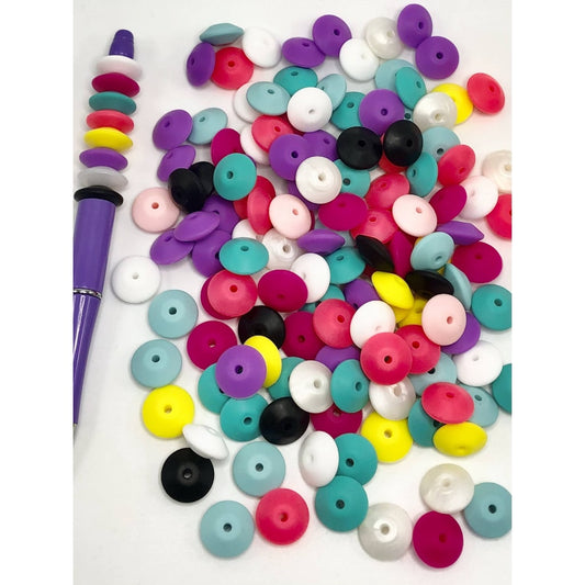 Radom Mixed Color Round LV Silicone Focal Beads
