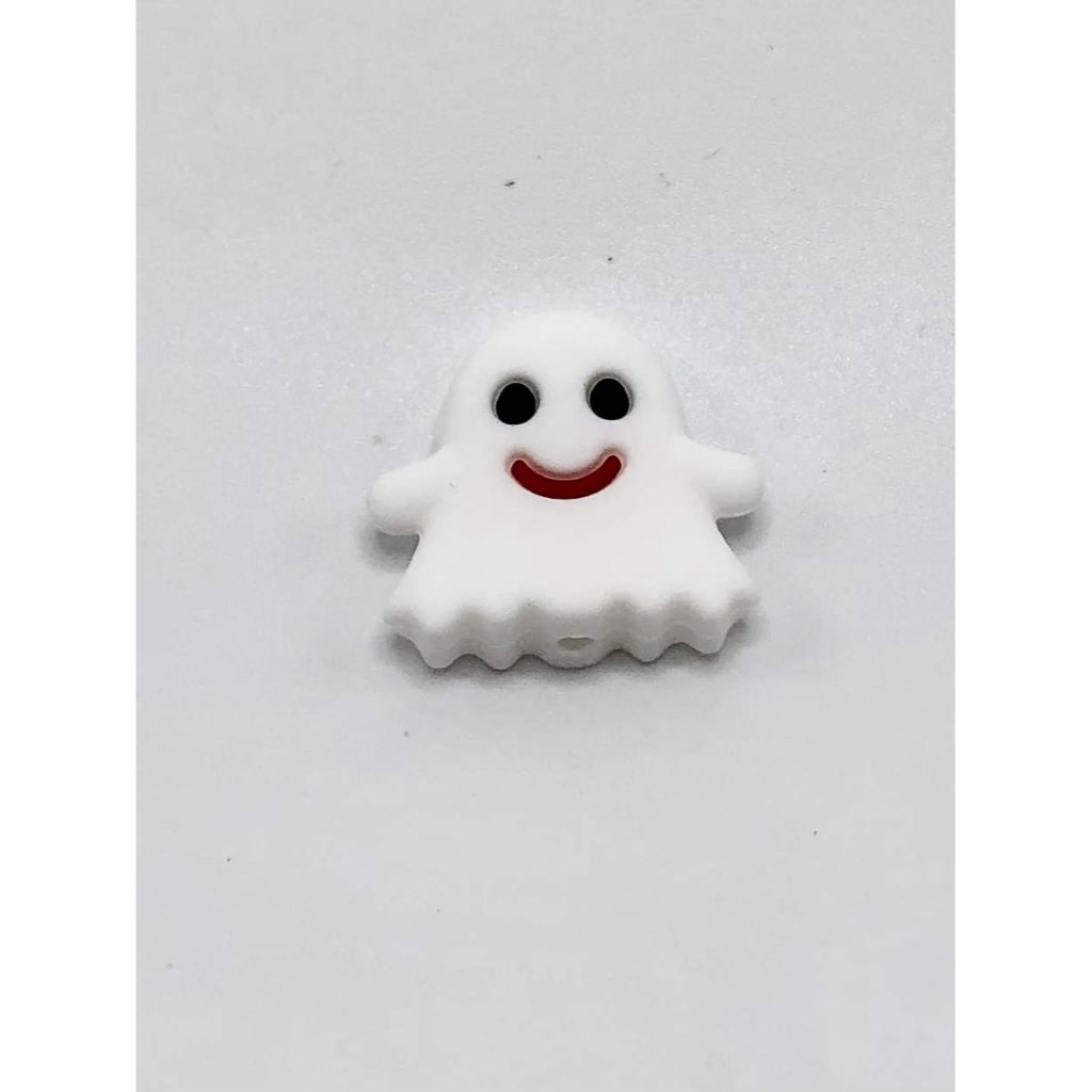 Smiling Cute Ghost White Silicone Focal Beads