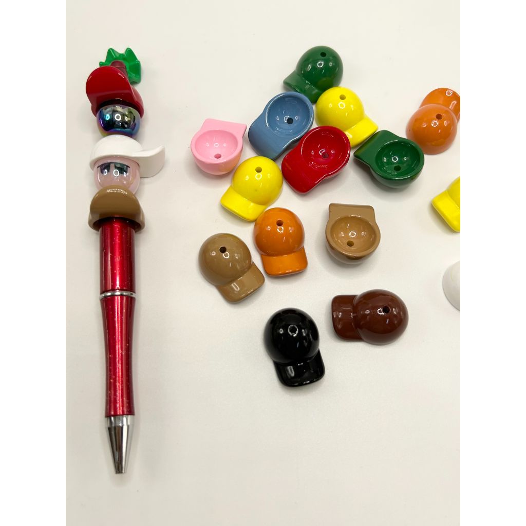 Baseball Hat Softball Acrylic Beads, Random Mix Color